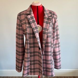 PrettyLittleThing Pink Tartan Blazer